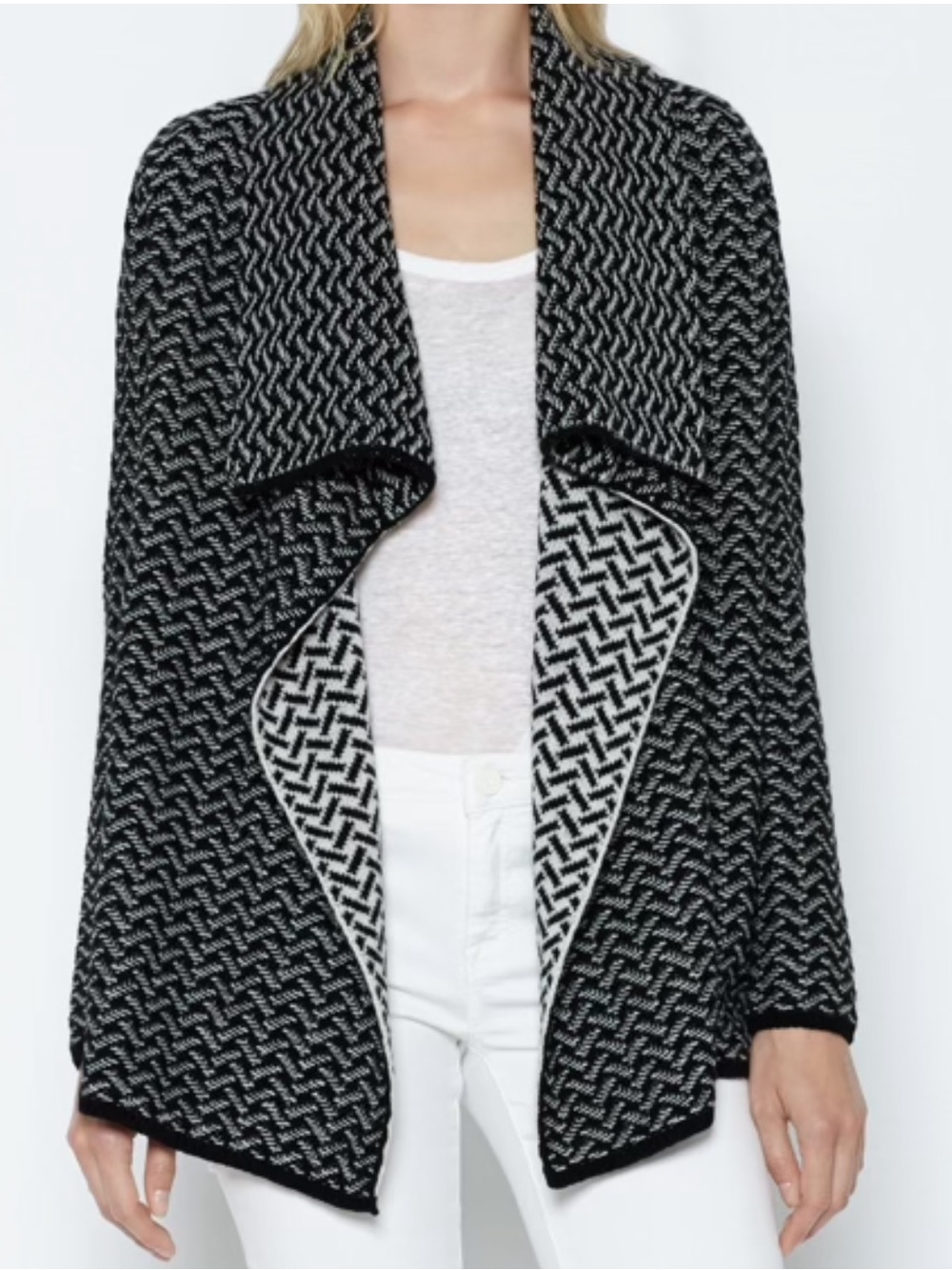Joie Jamilee B Chevron Jacquard Wool & Yak Cardigan